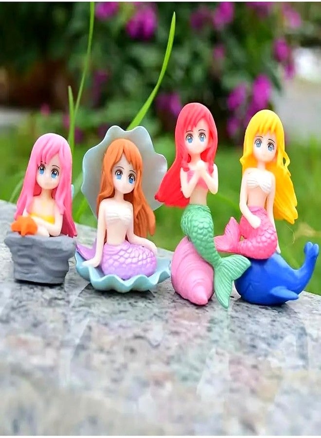 مجموعة حوريات البحر المصغرة اللطيفة من الراتنج من VAYINATO®، مثالية لتزيين أحواض السمك والطاولات، وأحواض التيراريوم، والكعك، والديكورات الداخلية (4 قطع) من Petzlifeworld - Image 1